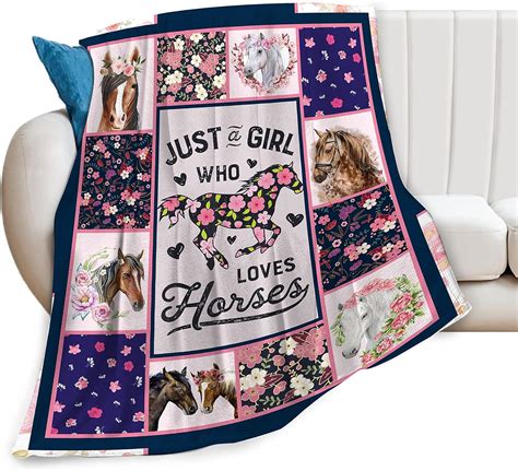 Amazon.com: Horse Blanket for Girls Boys Horse Gifts Just A Girl Who ...
