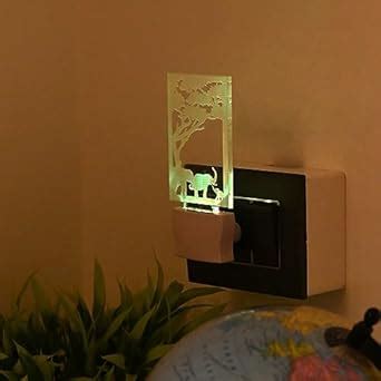 Buy Somil Acrylic 3D Illusion Effect Tree and Elephant Shape LED Night ...