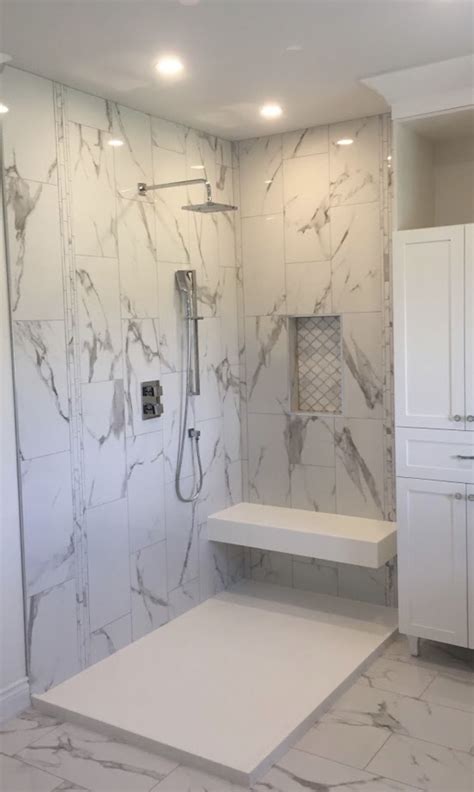 Corian Shower Base with Floating Bench