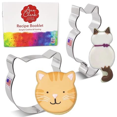 Buy Ann Clark Cookie Cutters 2-Piece Cat Cookie Cutter Set with Recipe ...