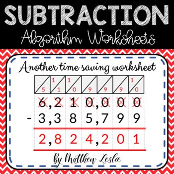 Simple Subtraction Algorithm Worksheet 的图像结果