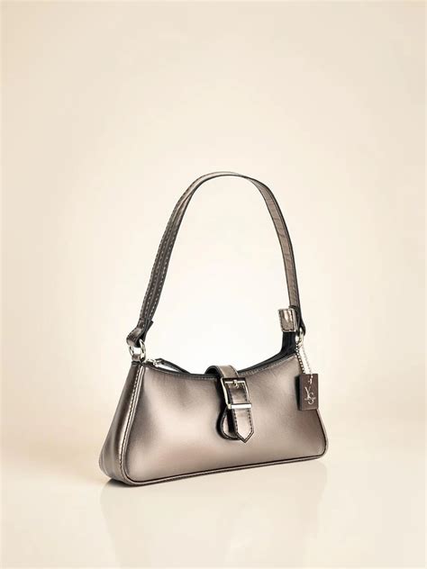 Sleek Baguette Bag - Gunmetal - YuvaStree