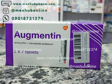 Augmentin Amoxicillin/Clavulanic Acid 1000mg by 14 Tablets - Maxhub Pharmacy