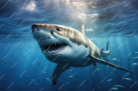 Gran tiburón blanco carcharodon carcharias gran tiburón blanco vista ...