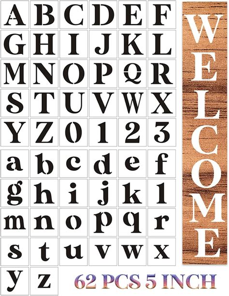 Buy 5 inch Letter Stencils 62pcs Stencils Letter Alphabet Stencil ...