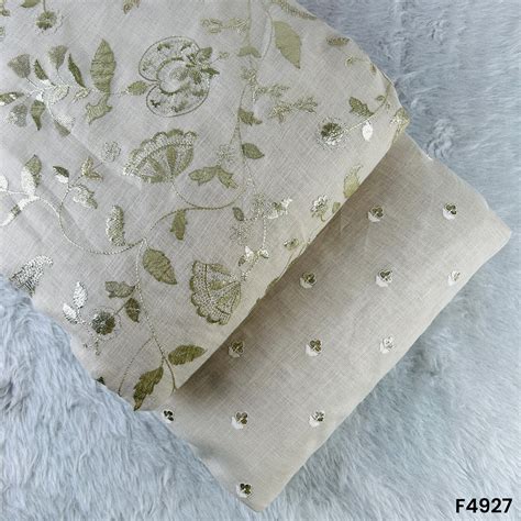 Zari Thread Embroidered Linen Cotton-F4927 – Fabricroot