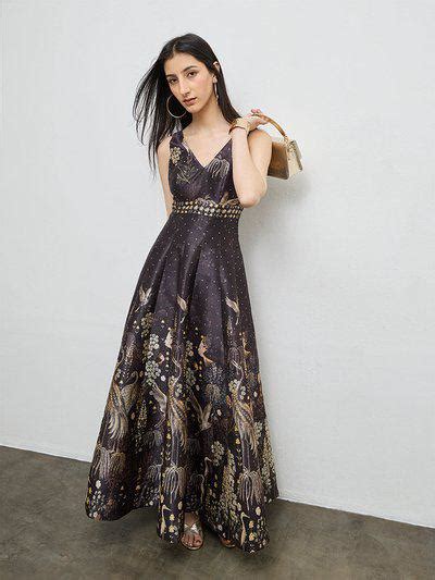 Price History of Vark Black Printed A-Line Dress