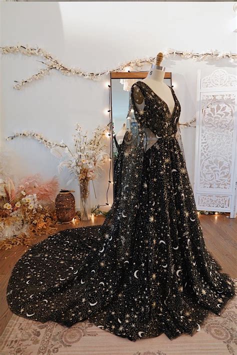 Stardust Black | Black Celestial Dress | Magical Star Wedding Dress | Dreamy Star Moon Wedding ...