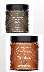 blue city agro Chia and Flax seeds Combo - 250g Each, Combo for [Jar ...