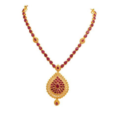Joyalukkas Ratna Collections 22k (916) Yellow Gold and Ruby Necklace ...
