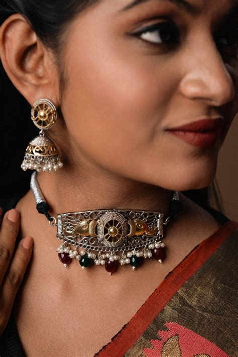 "Nebula " Silver Look Alike Dual Tone Choker – The Beta Girl Jewellery
