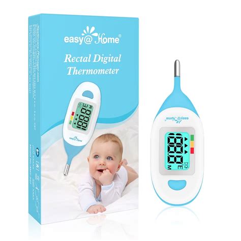 Baby Rectal Thermometer with Fever Indicator and Safety Insertion Guard Easy@Home Fast Read EMT ...
