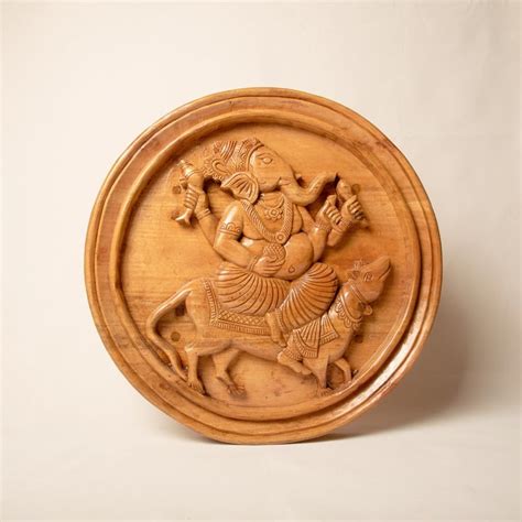 Buy Galleria 69 Handicraft Wood Carved Shri Ganesh Wall Decor: Indian ...
