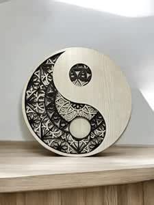 GloShvi Yin Yang Black and Beige Color Multilayer Wall Hanging/Table ...