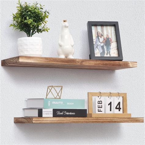 Floating Shelves, 24 Inch Wall Shelf Set of 2, Rustic Wood Shelves for ...
