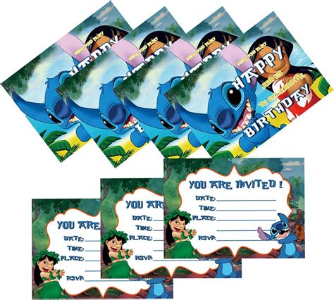 Buy Lilo and Stitch Birthday Party Invitations,16 Invite Cards for ...