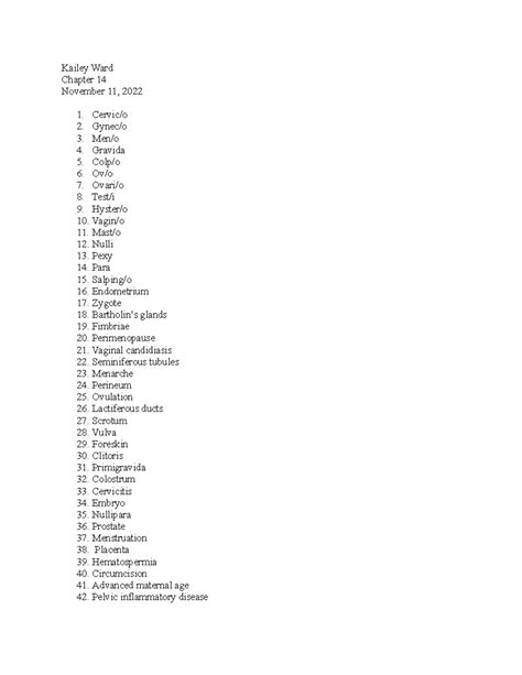 Chapter 14 Medical term - Kailey Ward Chapter 14 November 11, 2022 ...
