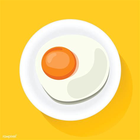 Fried Egg on Plate Breakfast Food Icon Illustration Vector | free image ...