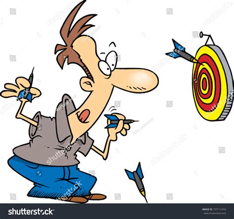 Cartoon Man Throwing Darts Target Board Stock Vector (Royalty Free ...