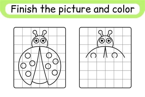 Complete the picture ladybug. Copy the picture and color. Finish the ...