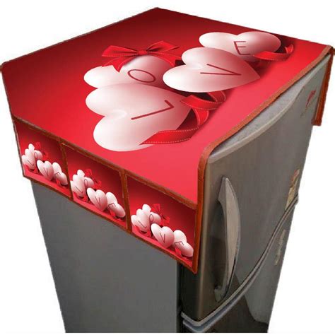 AM Textiles Digital Print Refrigerator Fridge Top Cover with Storage ...
