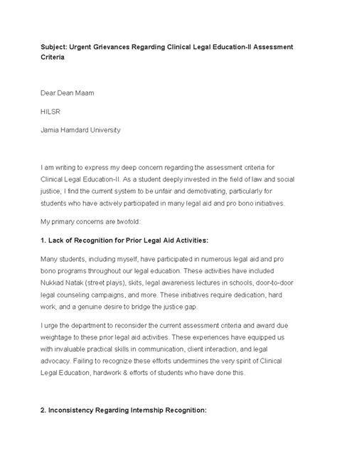 Application to dean regarding CLC-II for Internship & prior activities ...