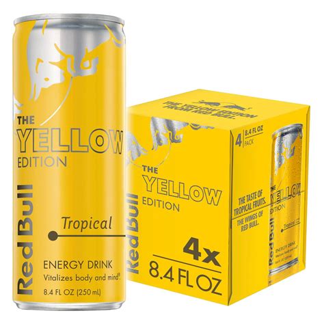 Red Bull Yellow Edition Energy Drink, Tropical, 80mg Caffeine, 8.4 fl ...