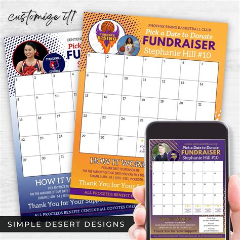 Calendar Fundraiser Template for Sports Teams | Simple Desert Designs