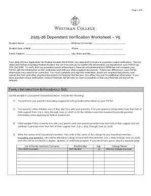 2025-26 Dependent Verification Worksheet - Blank Fillable Template ...