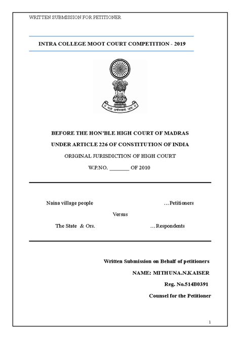 MOOT Court Memorial on Medical Negligence & Vicarious Liability - Studocu