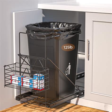Cabinet Trash Can Pull Out Kit with Removable Garbage Bag Holder Under ...