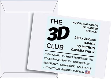 Buy FEP Film for UV 3D Printers | 0.05mm Thick | 4-Sheets | 280mm x ...