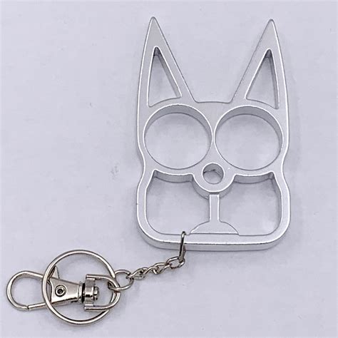 self defense metal kitty cat keychain