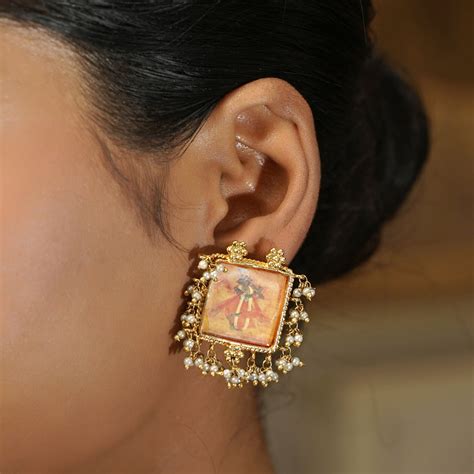 Pichwai Damini 22k Gold Plated Earring – Art Karat India
