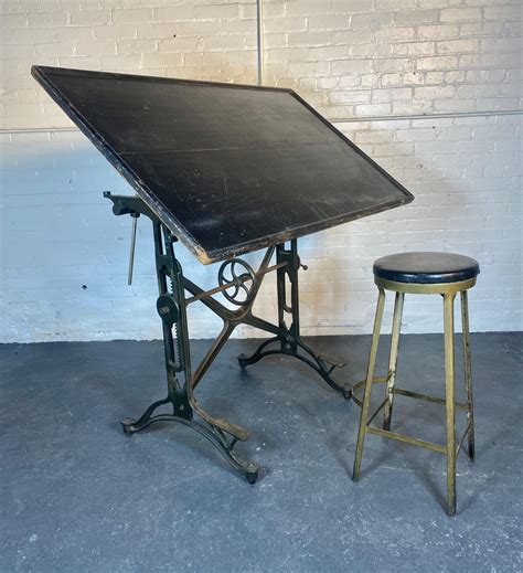 Antique Industrial Cast Iron Drafting / Drawing Table by Keuffel and ...