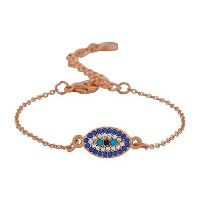 Estele Alloy 24 Kt Rose Gold Plated Evil Eye Link Bracelet For Girls ...
