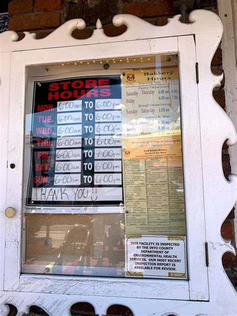 Menu at Erick Schat's Bakery, Bishop