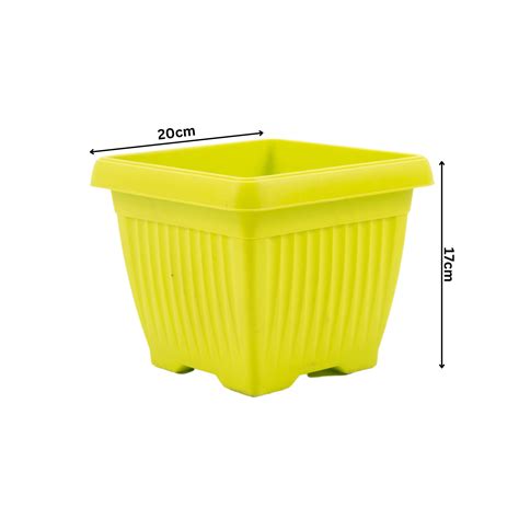 Hug A Plant |Bello Square 20CM Plastic Pot for Home & Garden (Pack of