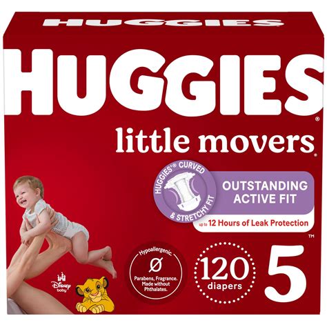 Huggies Size 5 Diapers, Little Movers Baby Diapers, Size 5 (27+ lbs ...