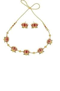 Buy Lotus Design Gold Plated Necklace Set for Women & Girls ...