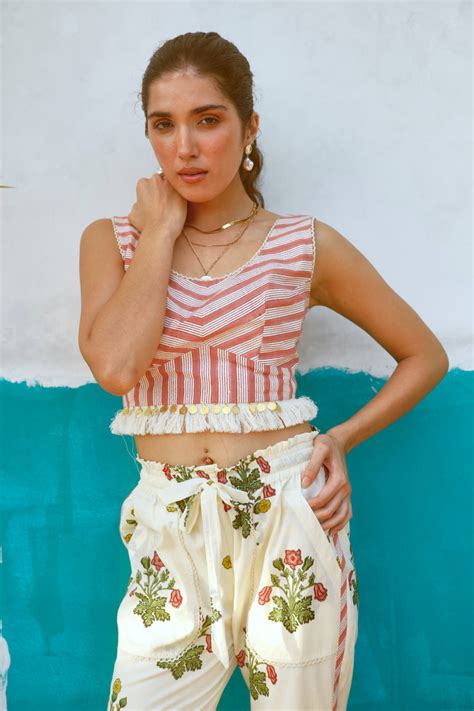 Peach and Yellow Floral Pant – Tasha India