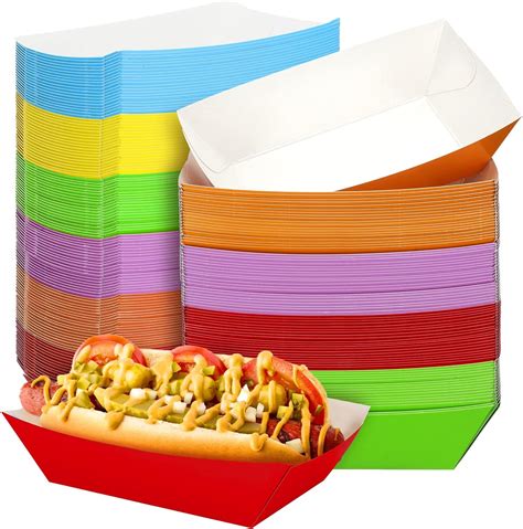 Amazon.com: Panelee 120 Pcs Disposable Paper Food Trays Multicolor ...