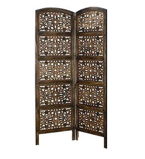 Folding Room Divider in Mango Wood with MDF Jali Panels — IKIRU