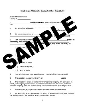 Massachusetts Small Estate Affidavit - Fill Online, Printable, Fillable ...