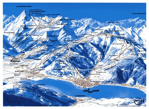 Large piste map of Kaprun and Zell am See Ski Resorts - 1983 | Salzburg | Austria | Europe ...