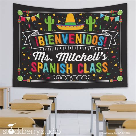 Spanish Classroom Tapestry Personalized Bienvenidos Welcome to Spanish ...