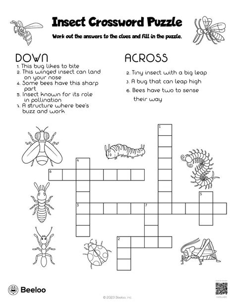 Insect-themed Crossword Puzzles • Beeloo Printable Crafts and ...