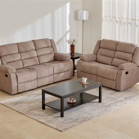 Buy Cairo NXT Fabric 3+2 Seater Recliner Set - Beige from Home Centre ...