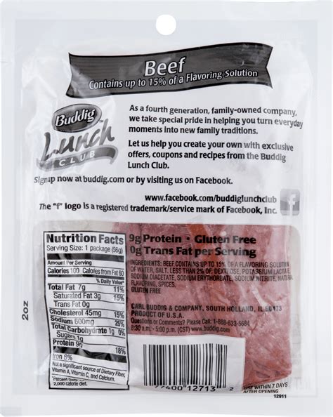 Lunch Meat Nutrition Label