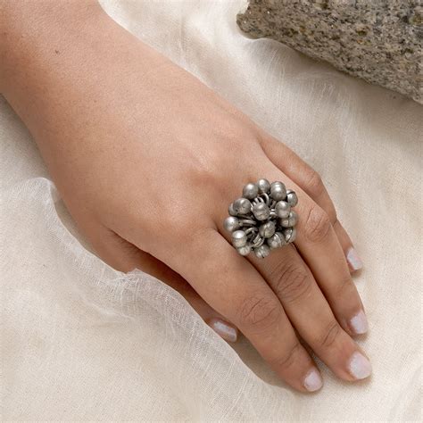 Shop Teejh Ghungroo Silver Oxidised Ring For Women
